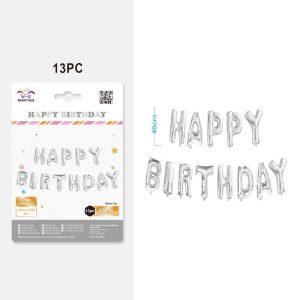 Парти Го Банер Сребърни Букви Happy Birthday 1бр